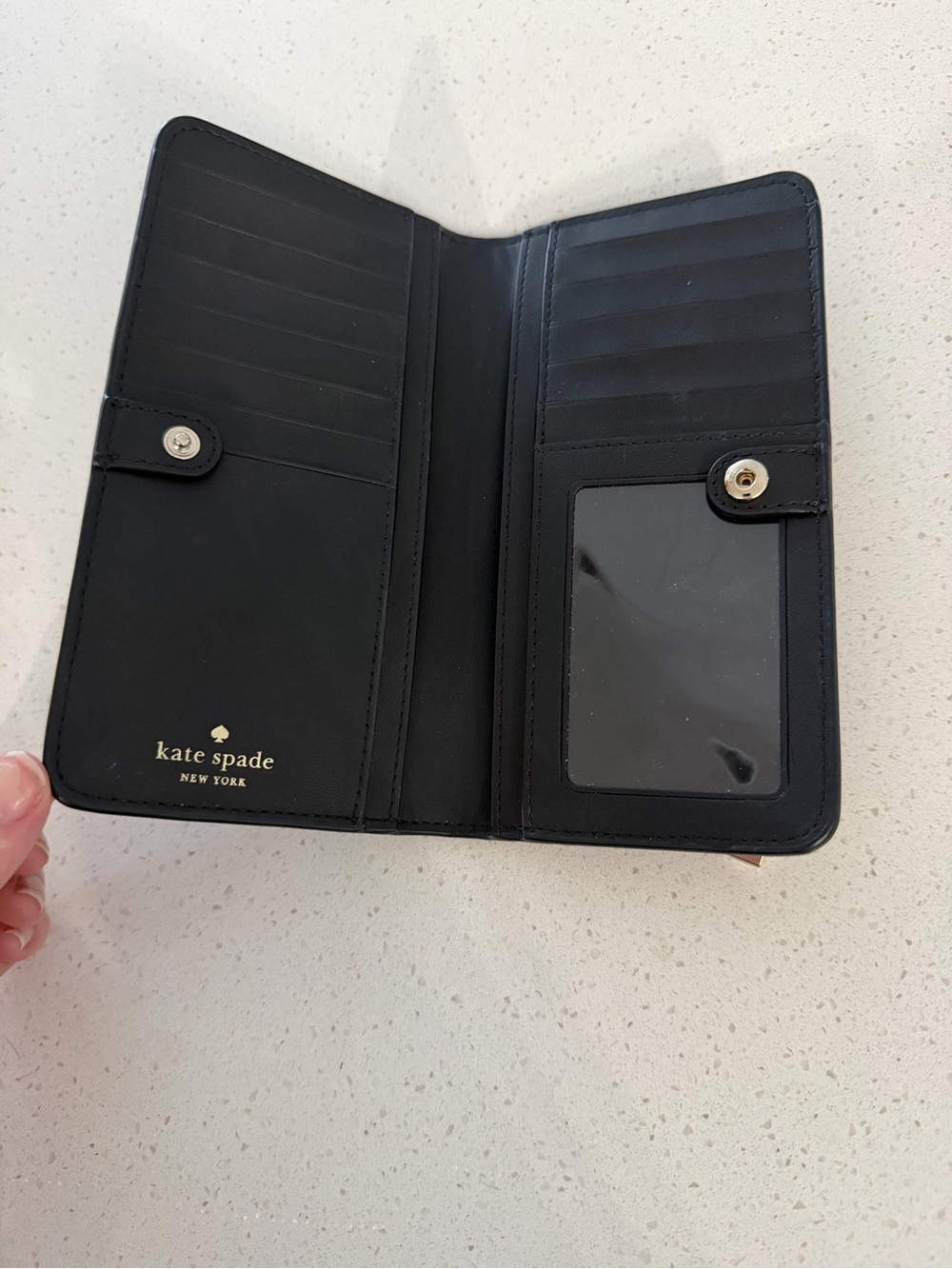 kate spade black pebbled leather wallet - Picture 2 of 5